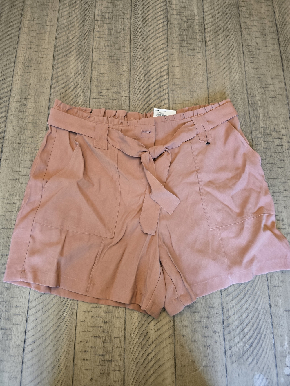 Nine West Pink Paperbag Tie-Waist Shorts